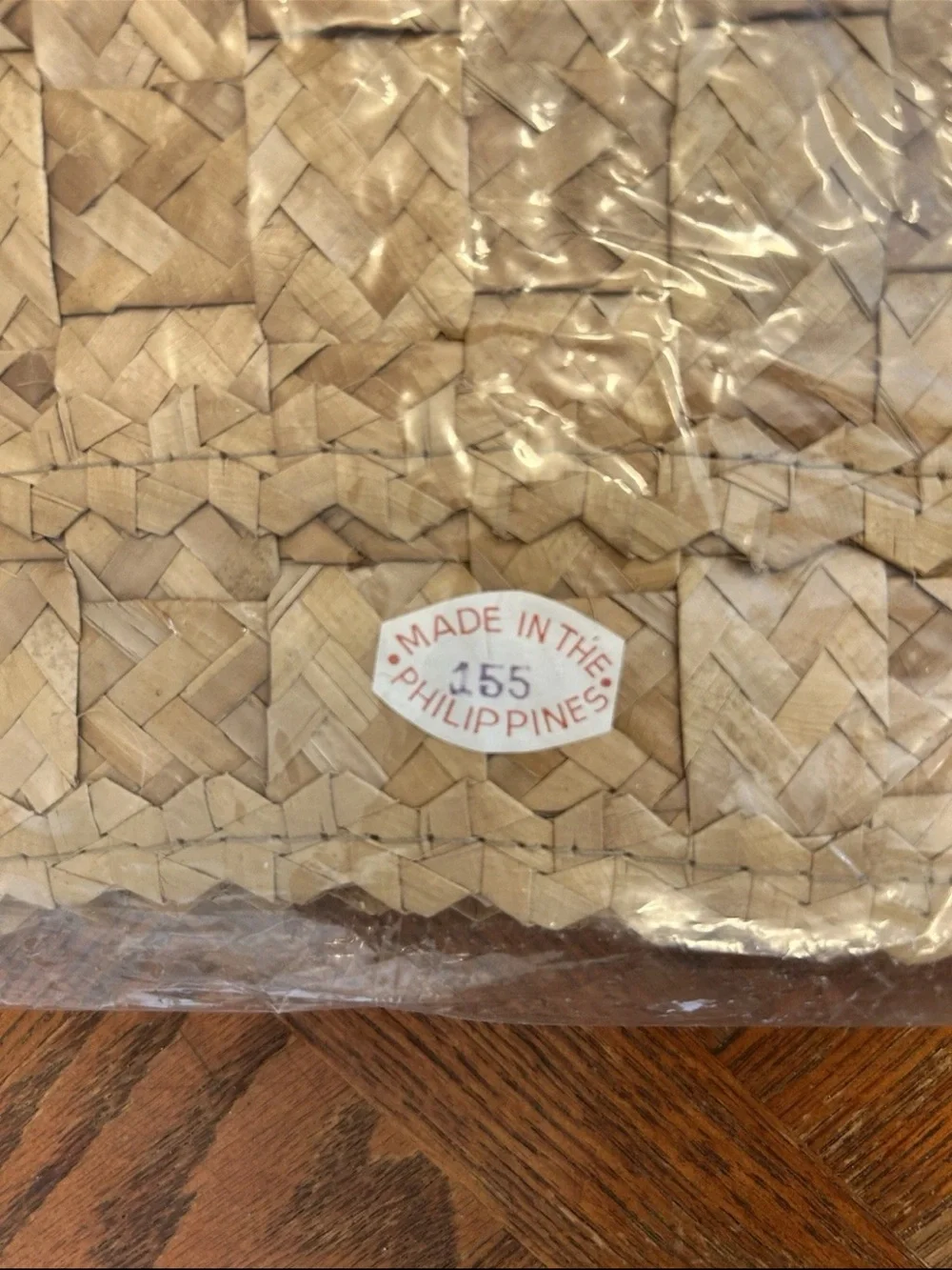Vintage 8-Pc Woven Straw Placemat & Floral Napkin Set - New in Package